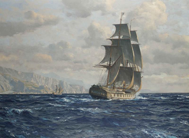 Michael Zeno Diemer frigate off the coast near Rio de Janeiro oil painting picture